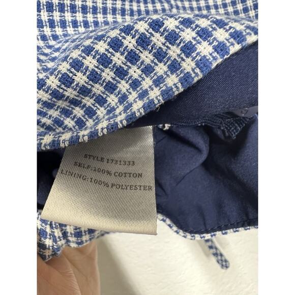 Current Air Plaid Crop Top Medium Blue White Flutter Sleeves Side Ties - Picture 5 of 5